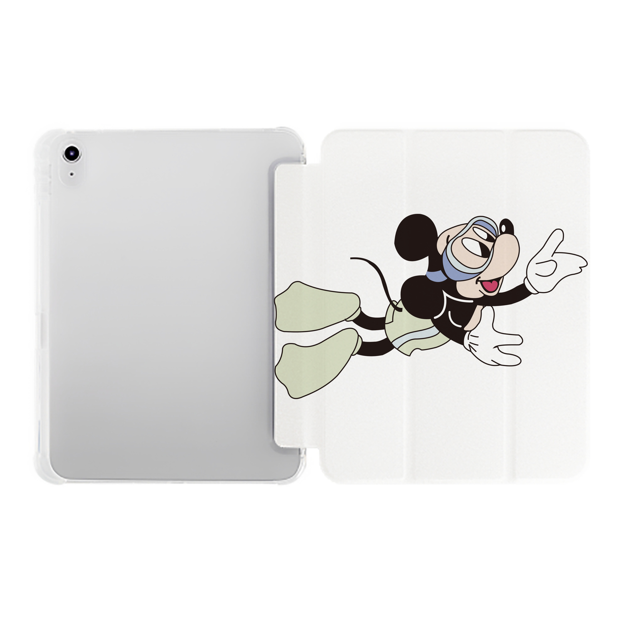 （画像用） ミッキーマウス Mickey Mouse IPad ケース ペン収納付き 三つ折りスタンド PUレザー×シリコン 対応機種9.5/10.5/10.9インチ
